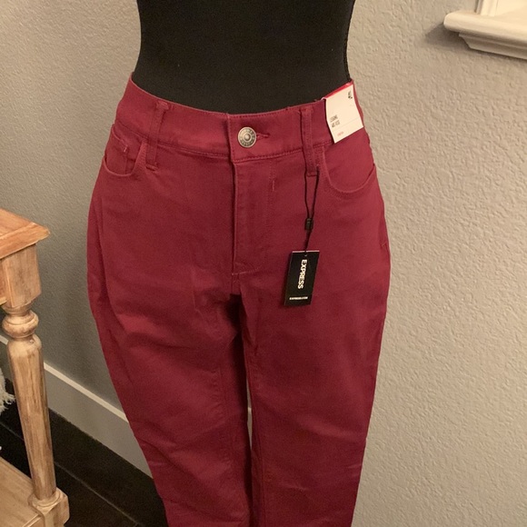 Express Mid Rise Skinny Red Jeans - Picture 2 of 4